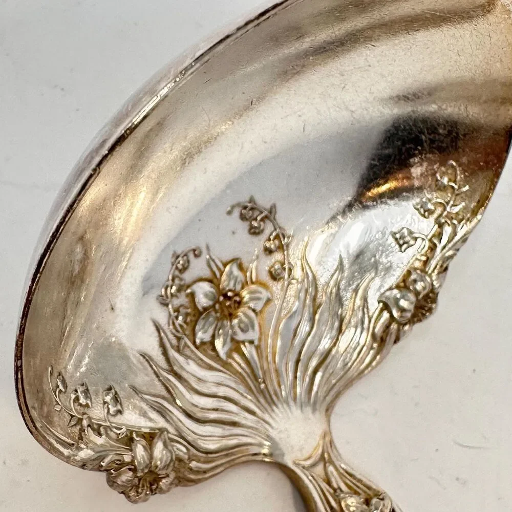 Antique 1909 Rogers & Bro Florette Silverplate Gravy Sauce Ladle Serving Spoon